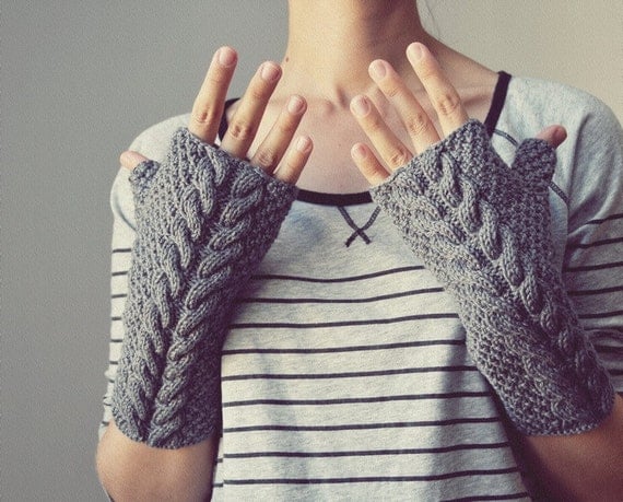 Grey Fingerless Gloves