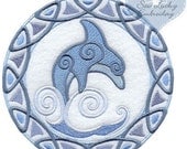 Celtic Dolphin   (Applique)  embroidered patch , sew or iron on your choice