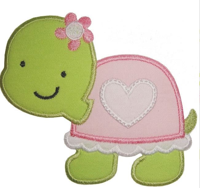 Girl Turtle  (Applique)  embroidered patch , sew or iron on your choice