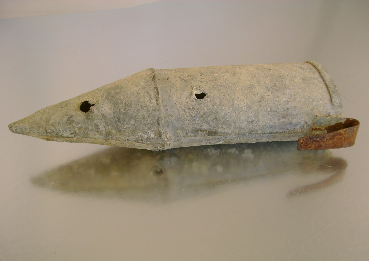Absolutely Unknown Item, Sharklike Rocketlike Bulletlike Metal Doohickey Thingamajig Assemblage Altered Art Mixed Media