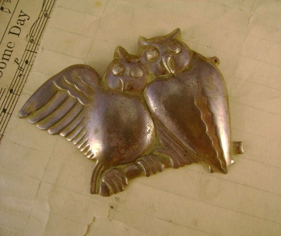 vintage brass copper bronze lovey owls