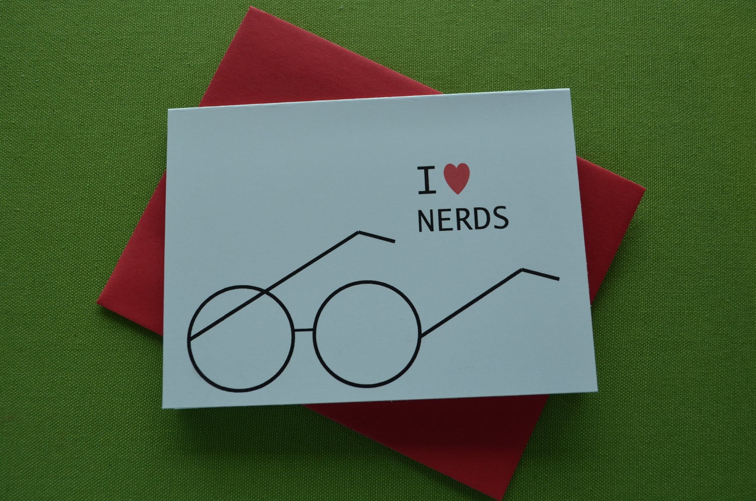 I love Nerds and Glasses - Single Card by Hello Cupcake LLC