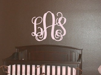 Large 3 Initial Monogram Wall Decal