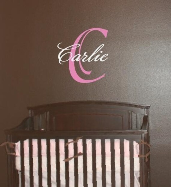 Monogram Initial and Name Vinyl Wall Decal Il_570xn