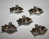 Nest Charms, Birds Nest, Nests with Eggs, Woodland Theme, Spring, Silver Pewter, 10 Pieces