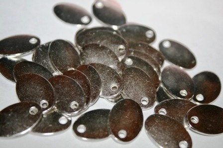 Oval Charms, Blanks, Metal Stamping, Silver Pewter, Wholesale Quantity, 50 Pieces