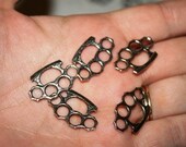 Brass Knuckles Charms, Rocker Theme, Silver Pewter, 25 Pieces