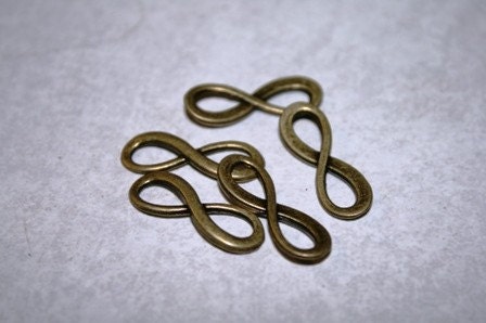 Infinity Charms, Brass Finish, Figure 8 Shape, 20 Pieces