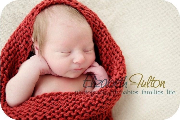 Papoose for baby - hand kit - cocoon - pod - redwood red brown - newborn photo shoot prop - many colours
