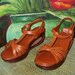 YO YO HIPPIE VEGAN CARMEL VTG 70s WEDGE SUMMER TStrap SANDALS QualiCraft