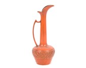 SALE now 45 was 65, Vintage, Royal, Haeger, Orange, Red, ceramic, vase, pitcher, eames, retro, 1970's, 1970, usa, danish, pottery,