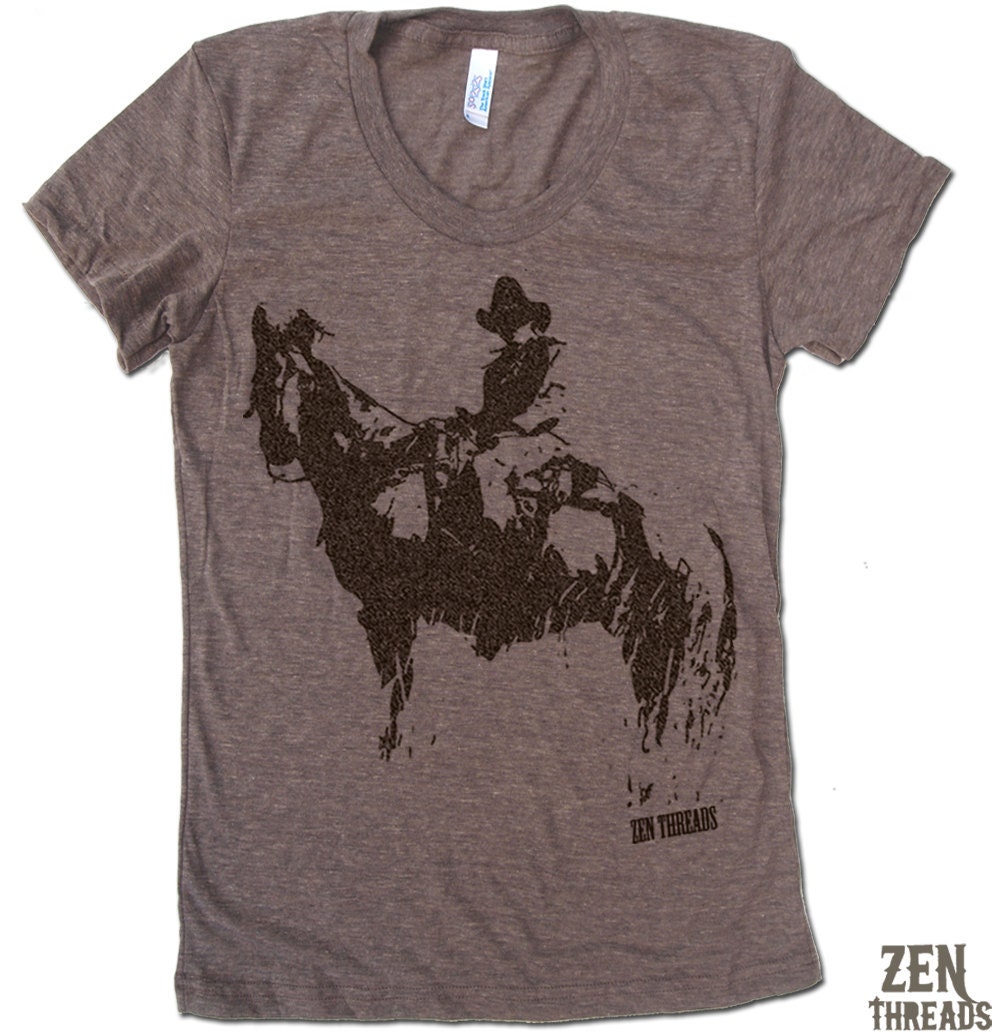 Womens COWBOY and HORSE T Shirt american apparel S M L XL (16 Colors Available)