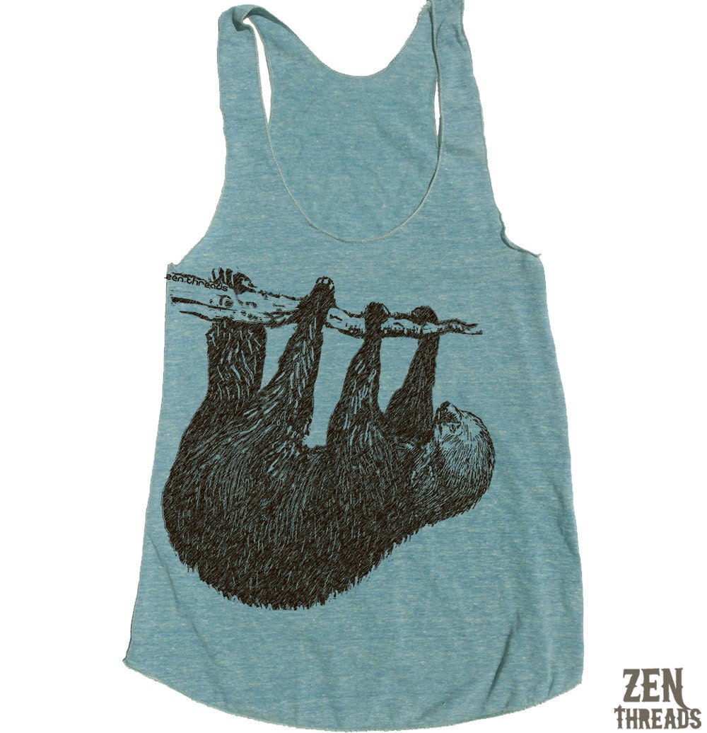 Womens TREE SLOTH american apparel Tri-Blend Racerback Tank Top S M L (8 Color Options)