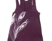 Womens Peacock FEATHERS american apparel Tri-Blend Racerback Tank Top S M L (9 Color Options)
