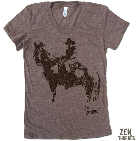 Womens COWBOY and HORSE T Shirt american apparel S M L XL (16 Colors Available)