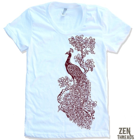 Womens Vintage PEACOCK american apparel tee S M L XL (17 Colors Available)