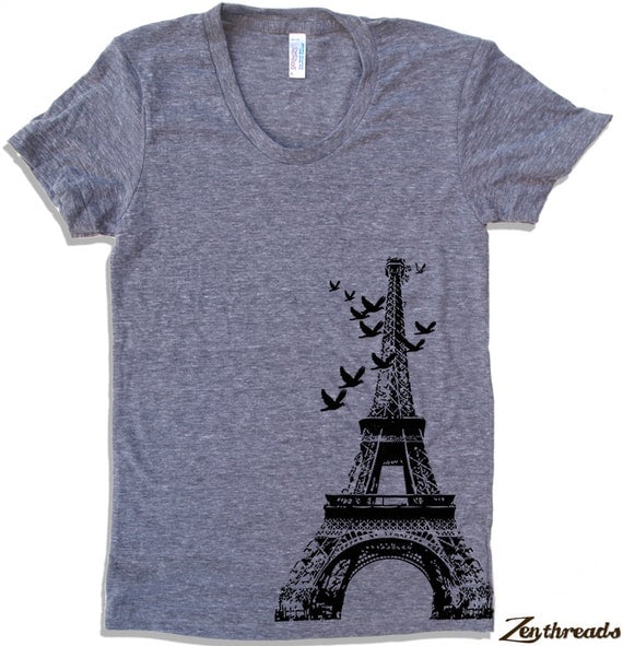 Womens EIFFEL TOWER T Shirt american apparel S M L XL  (15 Colors Available)