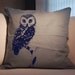 URBAN OWL Light Blue-Grey and Navy Decorative Eco Throw Pillow 20x20 (Renewable Linen/Cotton)