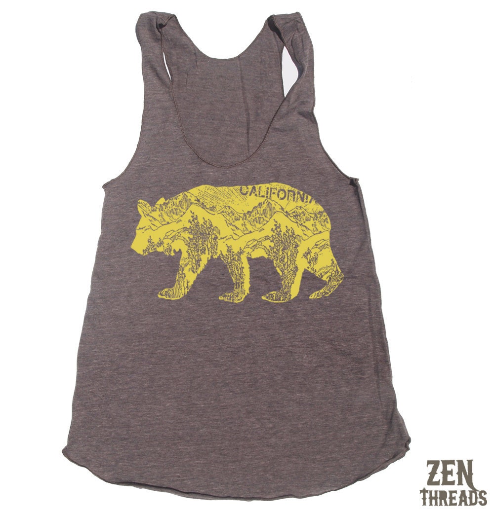 Womens California BEAR american apparel Tri-Blend Racerback Tank Top S M L (9 Color Options)