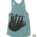 Womens TREE SLOTH american apparel Tri-Blend Racerback Tank Top S M L (8 Color Options)