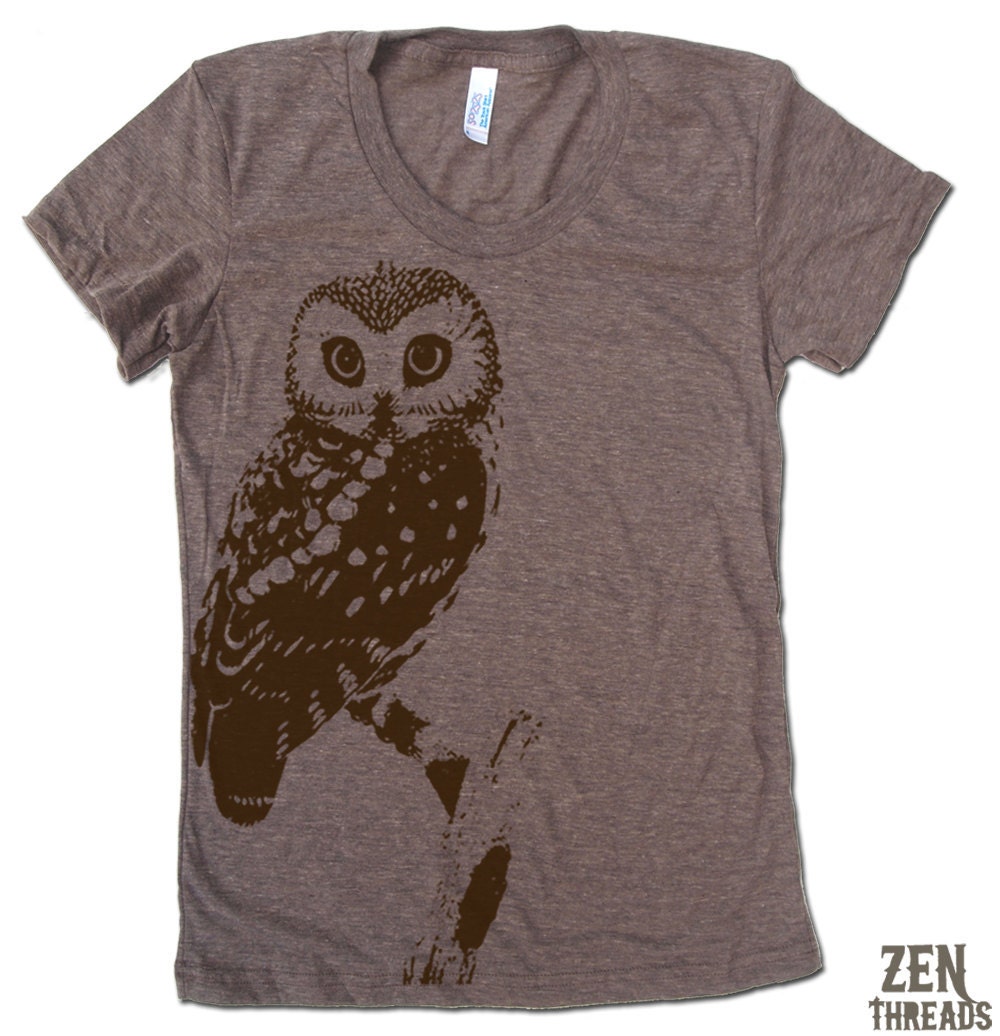 Womens URBAN OWL T-Shirt american apparel S M L XL (15 Colors Available)