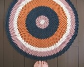 SALE - crochet lap blanket / floor throw... Aggie - teal, orange, cream and dusky pink ...Ready to ship - SALE