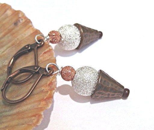 Ice cream cone earrings stardust beads