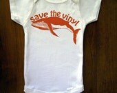 Save The Vinyl Orange Whale Graphic Baby Bodysuit By TrulySanctuary, Great Baby Shower Gift, First Birthday Gift Or Party Favor