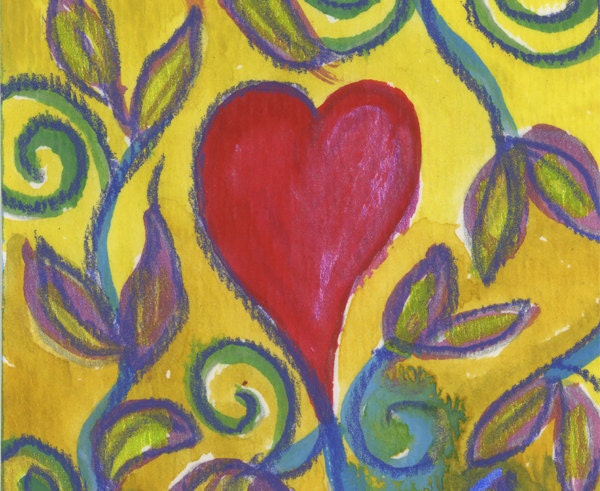 Jungle Sacred heART blank greeting card handpainted