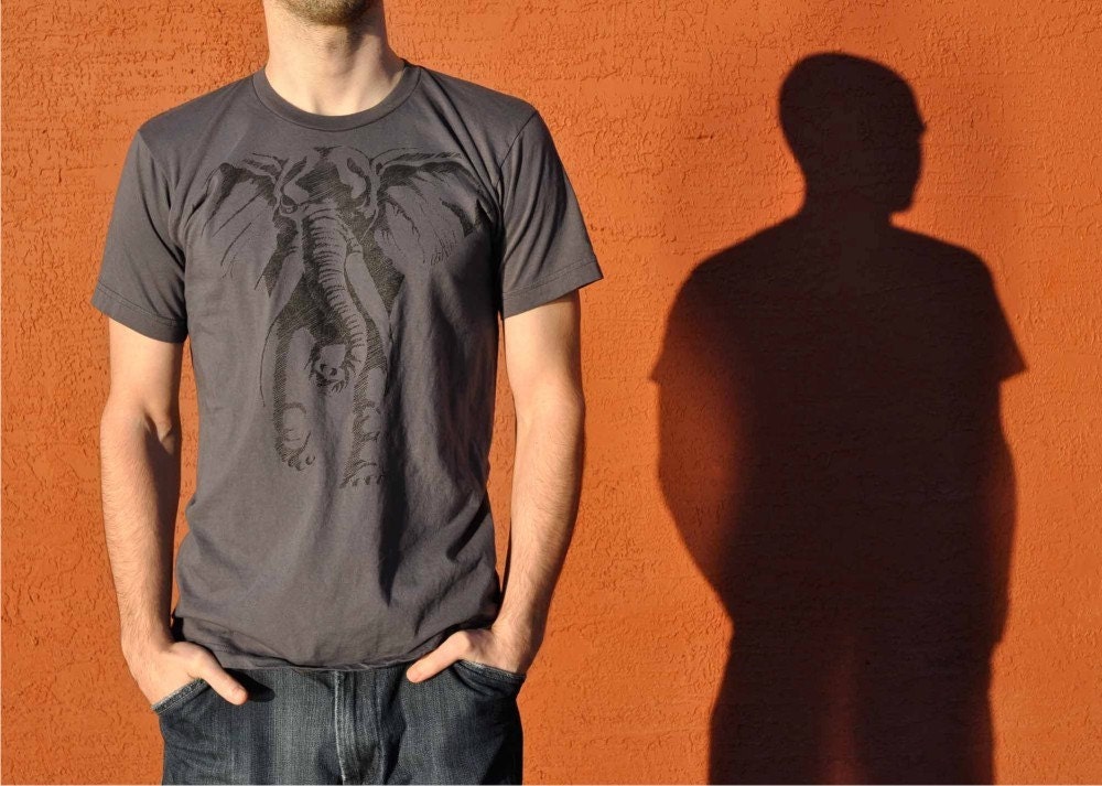 Mens tshirt - Elephant Mens American Apparel t shirt Fathers Day