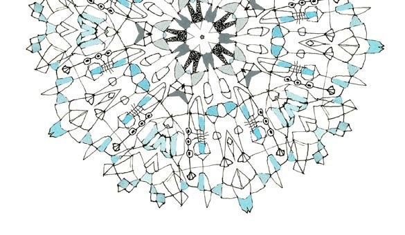 Evening Moon- Archival Print abstract print blue mandala print moon print moon drawing blue print Free Shipping USA