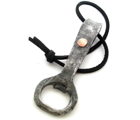 Forged Beer Bottle Opener with Copper Rivet