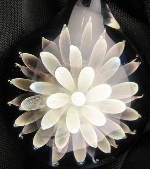 Silver fumed and black Boro glass lampworked Pendant