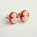 Small Red Cameo Post Earrings Vintage Carnelian Victorian Lady Studs Hypoallergenic