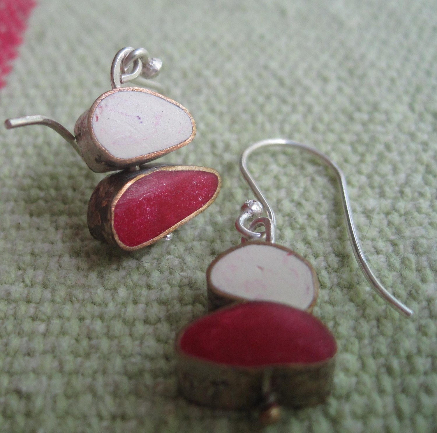 Dancing Colors... Polymer, Brass and Silver Earrings