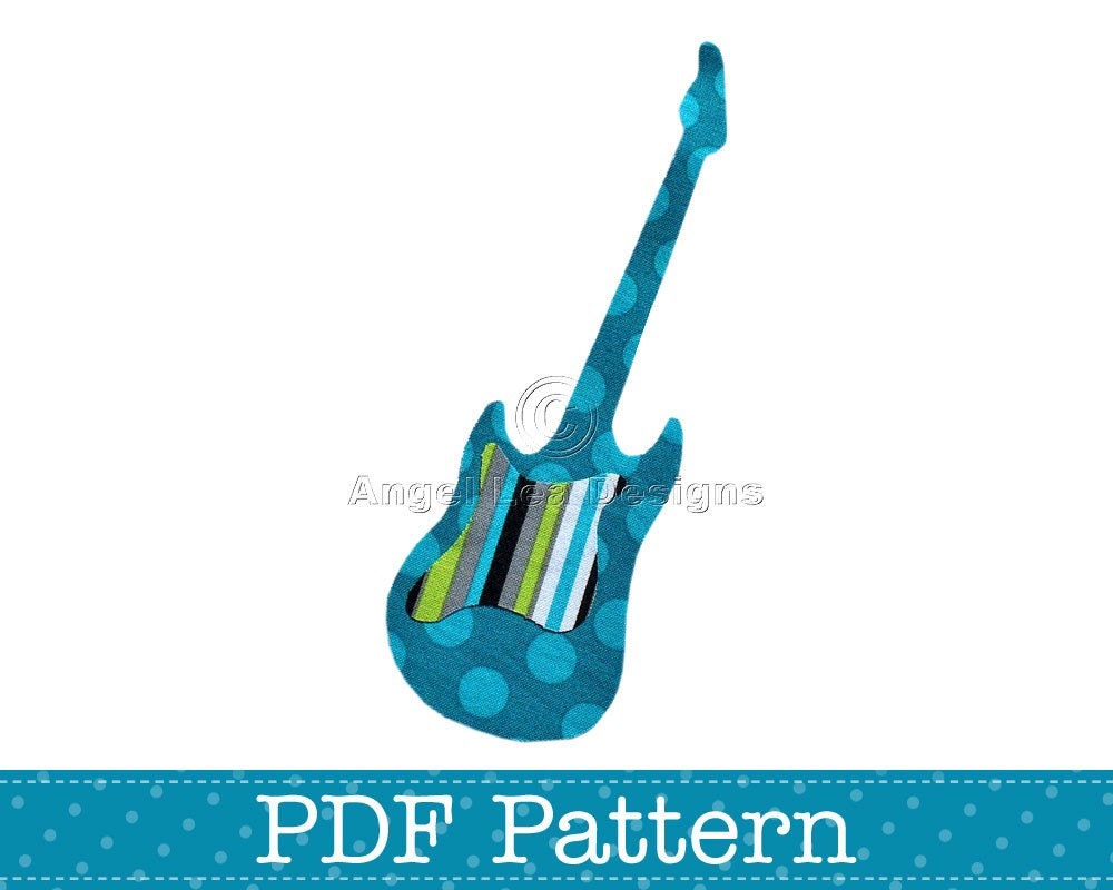 Electric Guitar Applique Template, Musical Instrument, DIY, Children, PDF Pattern by Angel Lea Designs