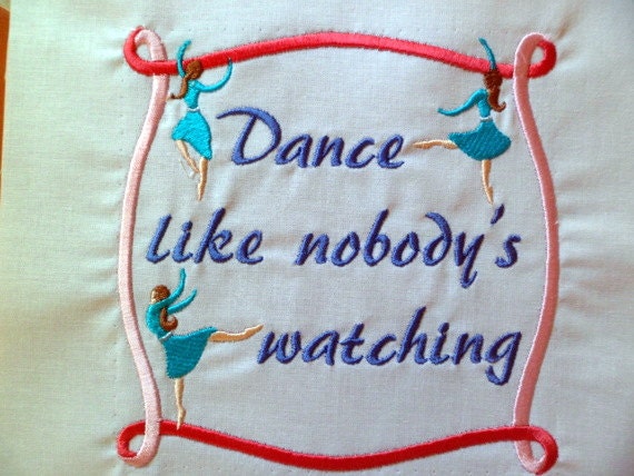 Dancer - Machine Embroidered quilt block - ready to sew or frame 8.5 x 9 inch block