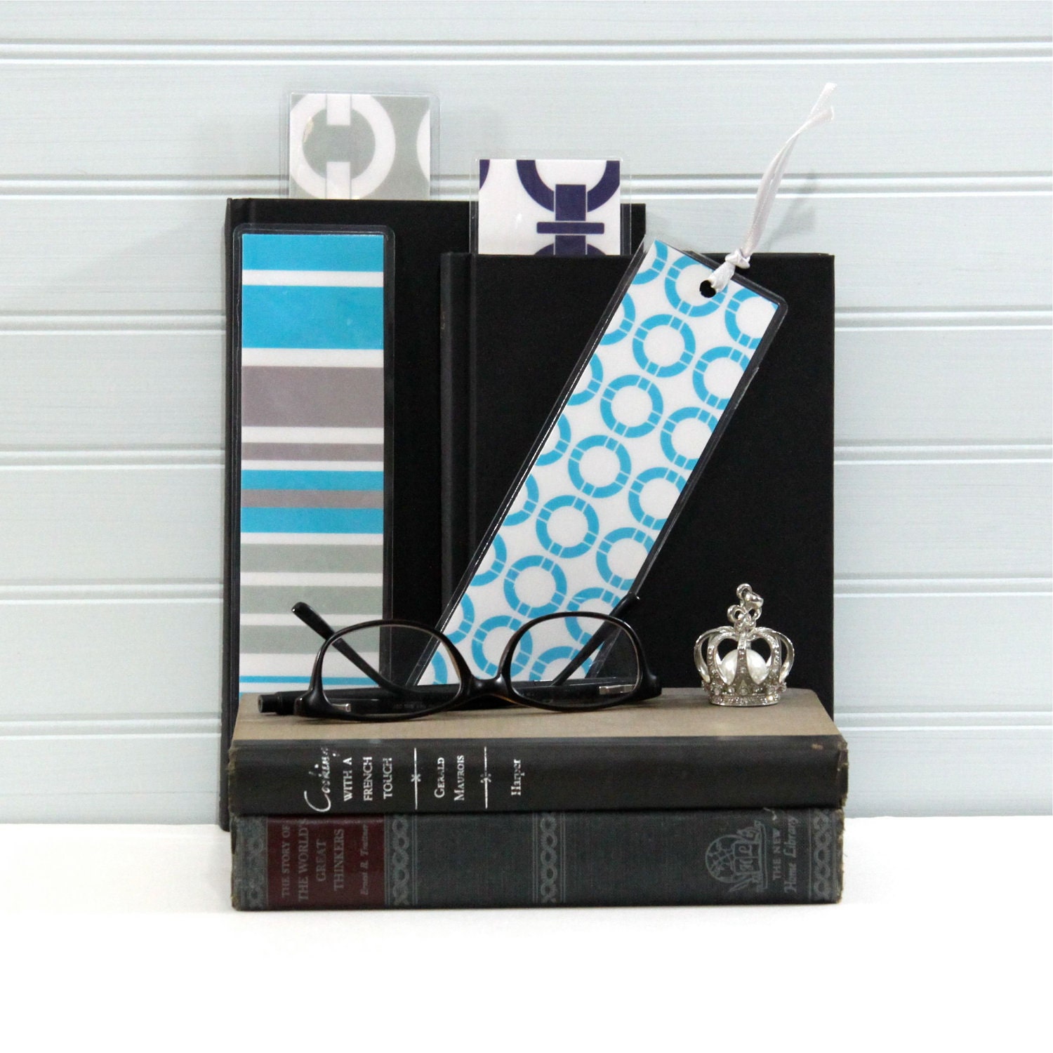 Laminate Bookmark Collection, Marine Blues and Grey
