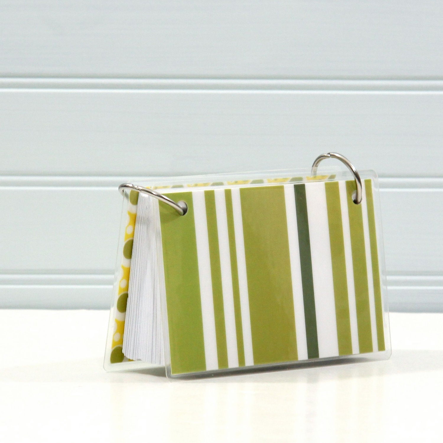 3 x 5 Index Card or Note Card Binder, Green Stripe