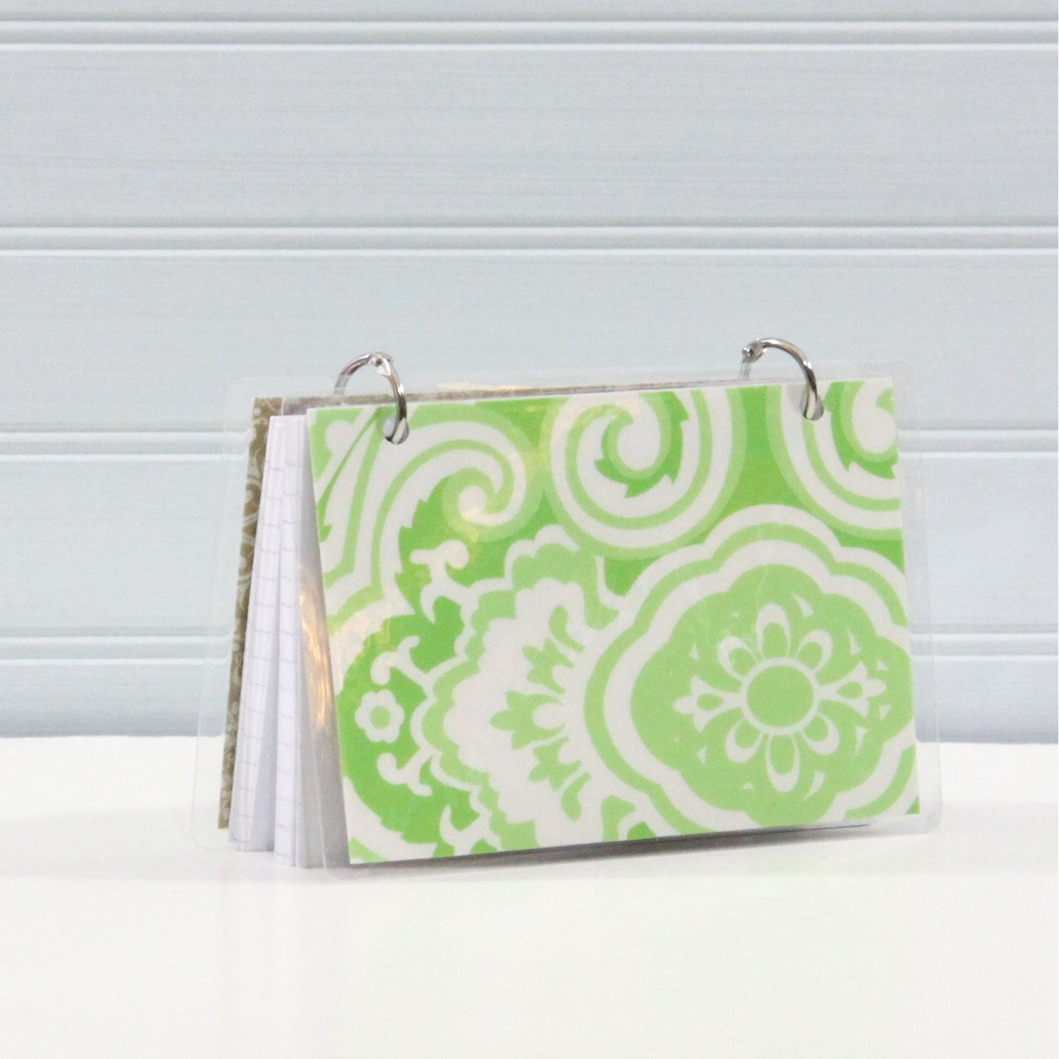 4 x 6 Index Card or Note Card Binder Pretty Greens by CrownBindery