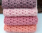 Washcloths Crochet Cotton Handmade Set of 2 You Pick Colors