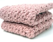 Crochet Organic Cotton Washcloths Pink Set of 2 Handmade