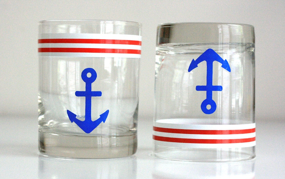 Set of Four Vintage Anchor Glasses