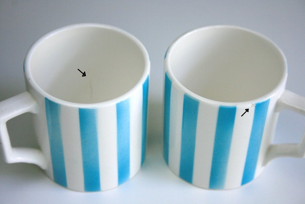 Aqua Striped Coffee Pot and Mugs
