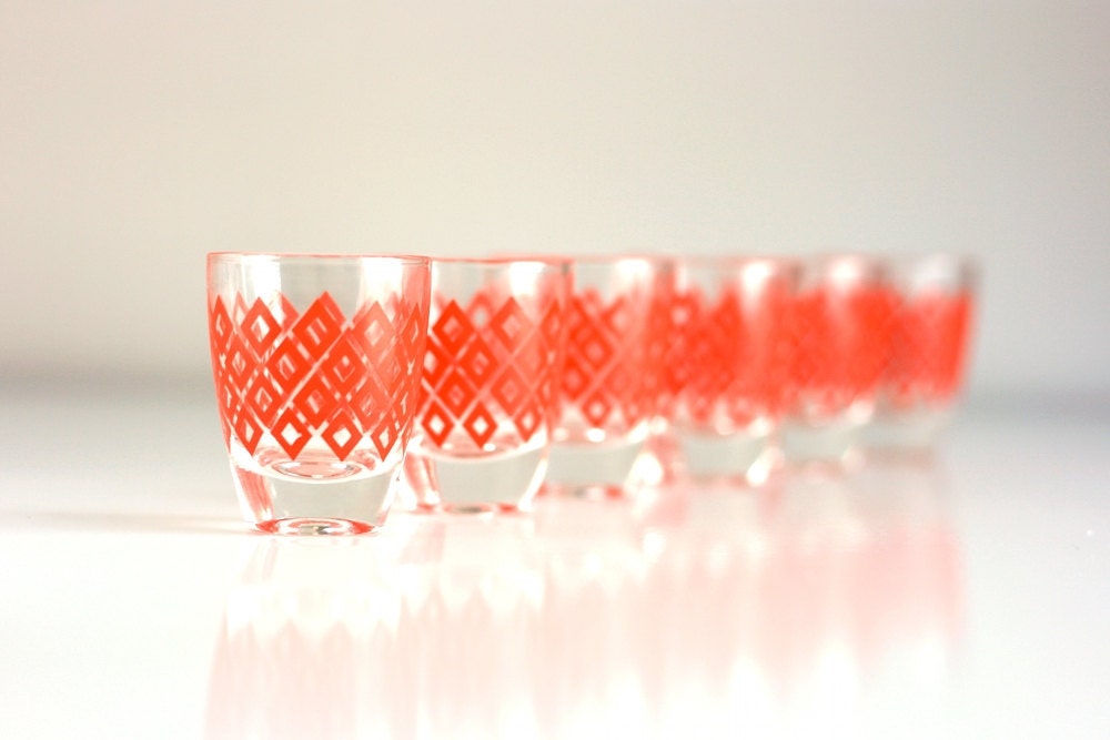 Vintage Geometric Shot Glasses from France