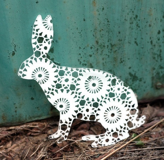 2 transparent acrylic plexi DOILY silhouette ORNAMENTS bird, rabbit, deer, bambi or seahorse