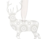 Lot of 4 transparent acrylic plexiglass DOILY silhouette ORNAMENTS (Bambi, deer, rabbit, seahorse, bird, snowflake)