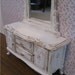 Shabby Chic mirrored , distressed white with rose bouquets, Twelfth scale dollhouse miniature