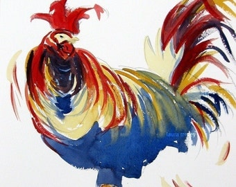 Harold the Rooster Watercolor Print