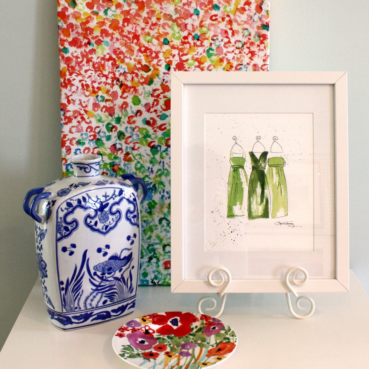 Emerald Green Dresses Art Print